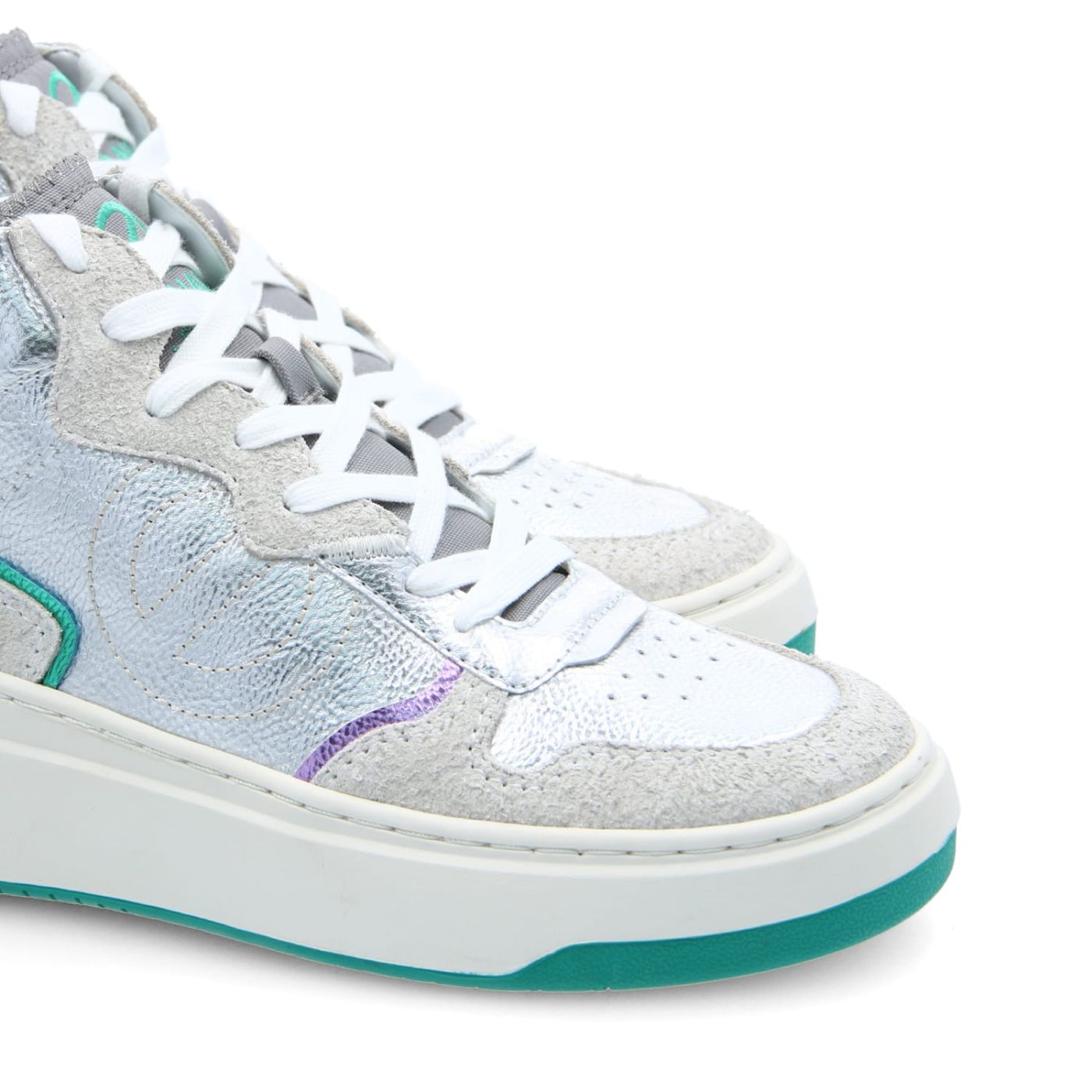 BRIDGET MID - FOLY/HAIR SUEDE - SILVER/WHITE